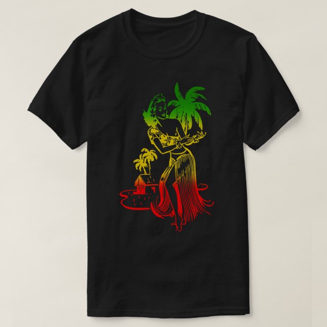 Camiseta Retro Hawaii Hula Dancer (Diseño del anverso)