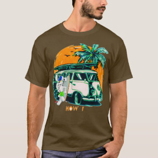 Camiseta retro hawaii perro hippie surf aloha