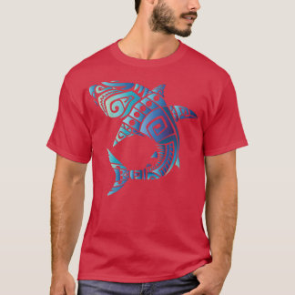 Camiseta Retro Hawaiian Summer Blue Tribal Sharks Men Women