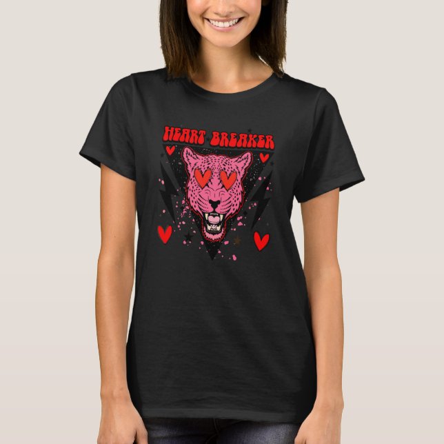 Camiseta Retro Heart Breaker Valentine's Day Tiger Love (Anverso)