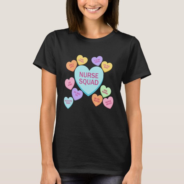 Camiseta Retro Heart Funny Nurse Squad Happy Valentines Day (Anverso)
