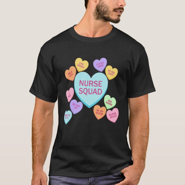 Camiseta Retro Heart Funny Nurse Squad Happy Valentines Day (Anverso)