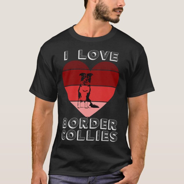 Camiseta Retro Heart I Love Border Collie  For Girls Valent (Anverso)
