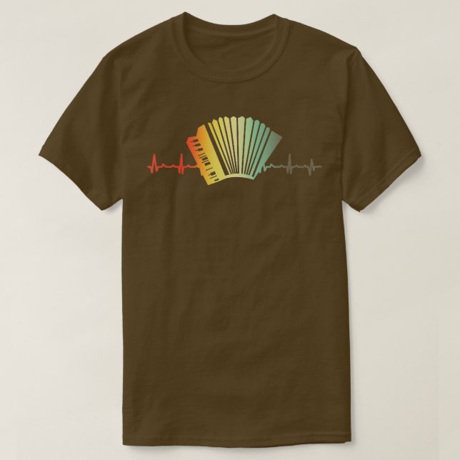 Camiseta Retro Heartbeat Piano Acordeón Aire Squeezebox Gi (Diseño del anverso)