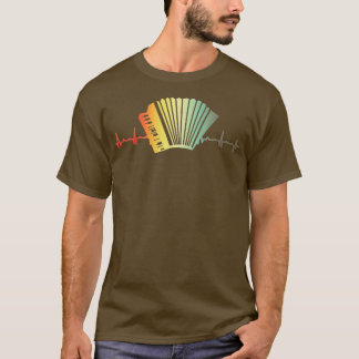 Camiseta Retro Heartbeat Piano Acordeón Aire Squeezebox Gi