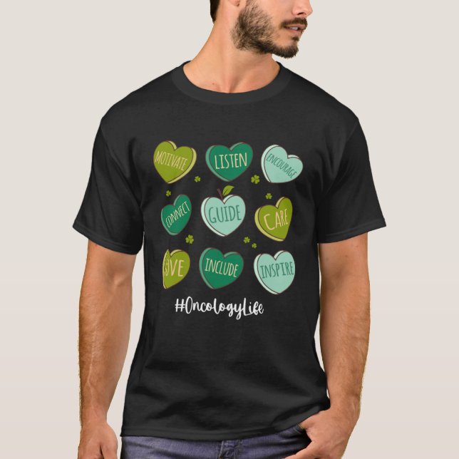 Camiseta Retro Hearts Oncology Nurse Life  St Patrick s Day (Anverso)