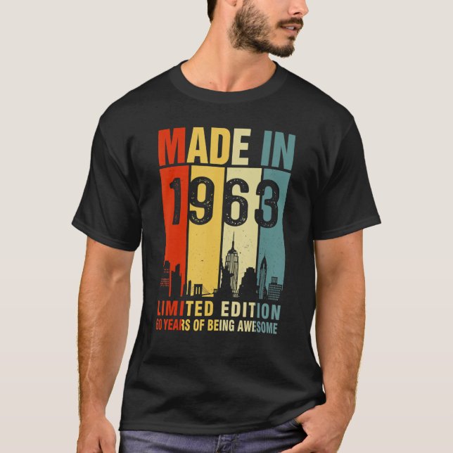 Camiseta Retro Hecho En 1963 60 Años De Ser Aterrador (Anverso)
