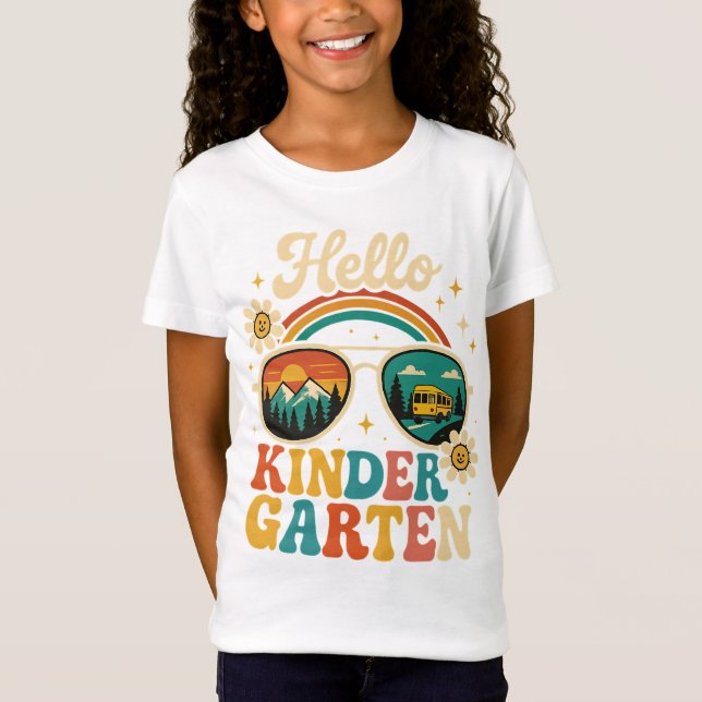 Camiseta Retro Hello Kindergarten De vuelta a las gafas de  (Anverso)