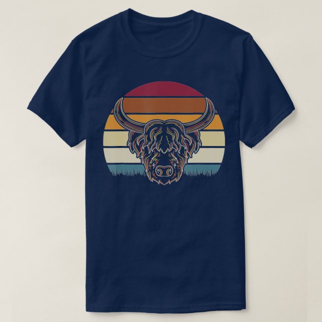 Camiseta Retro Highland Cow  (Diseño del anverso)
