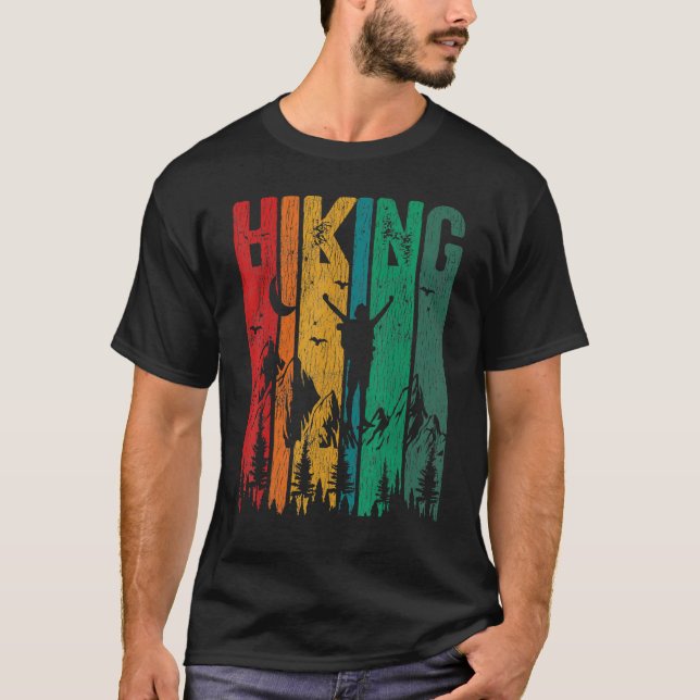 Camiseta Retro Hiker Adventure Camping al aire libre Hi (Anverso)