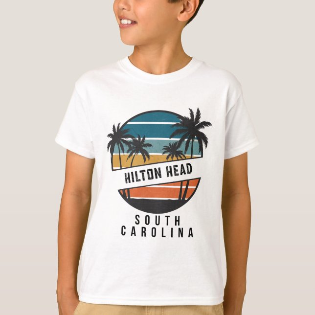 Camiseta Retro Hilton Head Carolina del Sur Surfboard Surfi (Anverso)