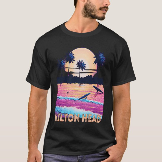 Camiseta Retro Hilton Head North Carolina Souvenir Surf (Anverso)