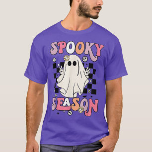 Camiseta Retro Hippie Halloween Cute Ghost Spooky Season Wo