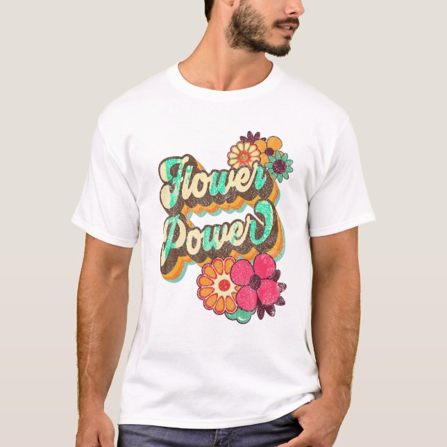 Camiseta Retro Hippie Power 60's 70s (Anverso)