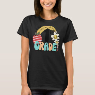 Camiseta Retro Hola 1er Grado Floral Arcoiris Primer Grado