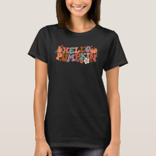 Camiseta Retro Hola Calabaza Mujeres Calabaza Floral Feliz