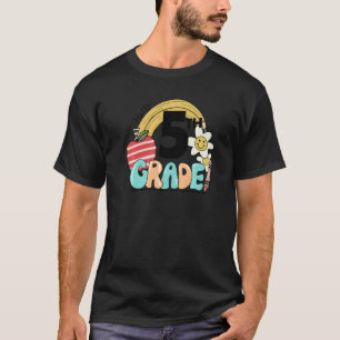 Camiseta Retro Hola de 5º Grado Arcoiris Floral Quinto Grad