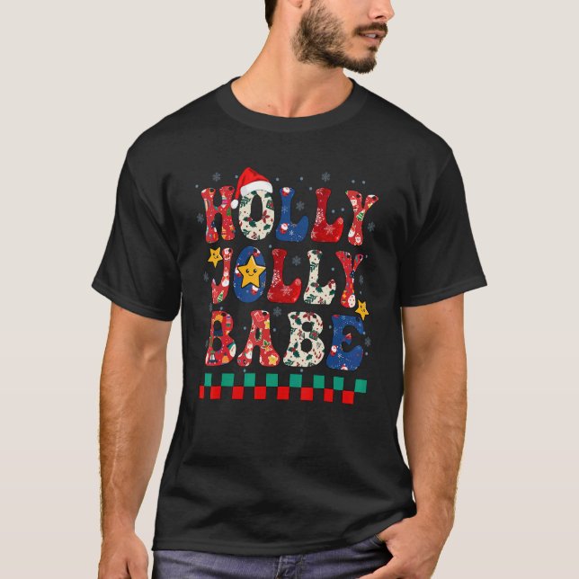 Camiseta Retro Holly-Jolly Babe Feliz Navidad Navidad Xma (Anverso)