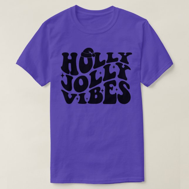 Camiseta Retro Holly navidad jolly vibes feliz Navidad (Diseño del anverso)