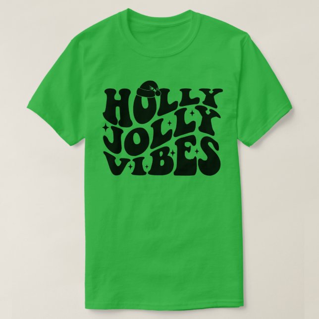 Camiseta Retro Holly navidad jolly vibes feliz Navidad (Diseño del anverso)