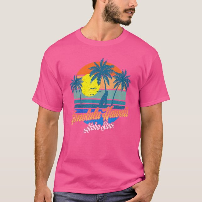 Camiseta Retro Honolulu Hawaii Aloha State Summer Beach Vac (Anverso)