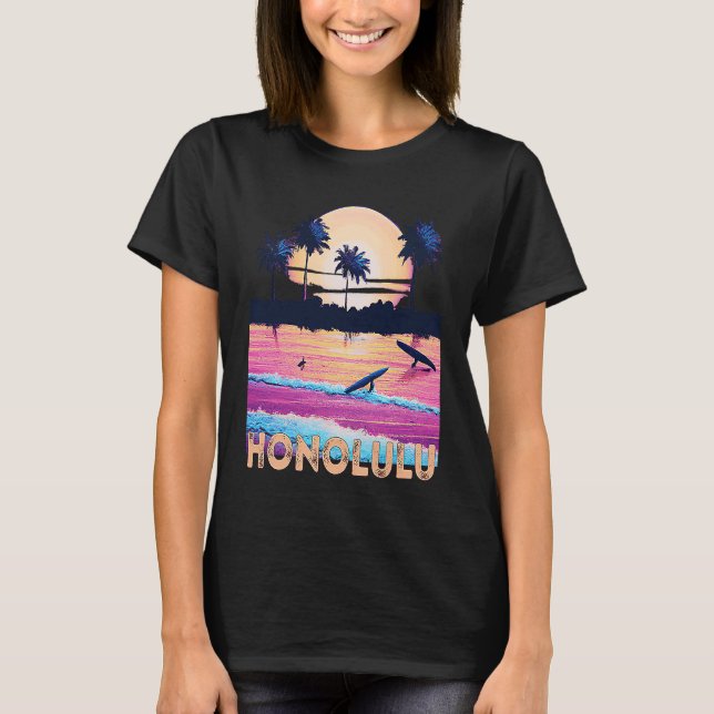Camiseta Retro Honolulu Hawaii Souvenir Surf (Anverso)