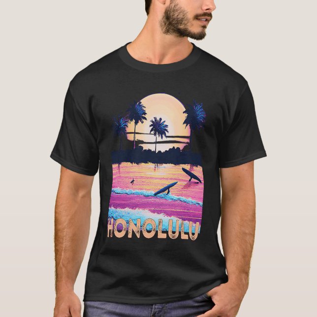 Camiseta Retro Honolulu Hawaii Souvenir Surf (Anverso)