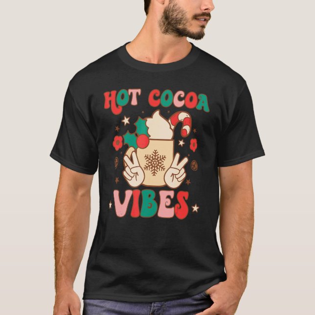 Camiseta Retro Hot Cocoa Vibes  Christmas Costume Xmas Wome (Anverso)