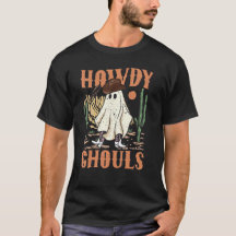 Retro Howdy Ghouls Western Halloween Ghost Spooky