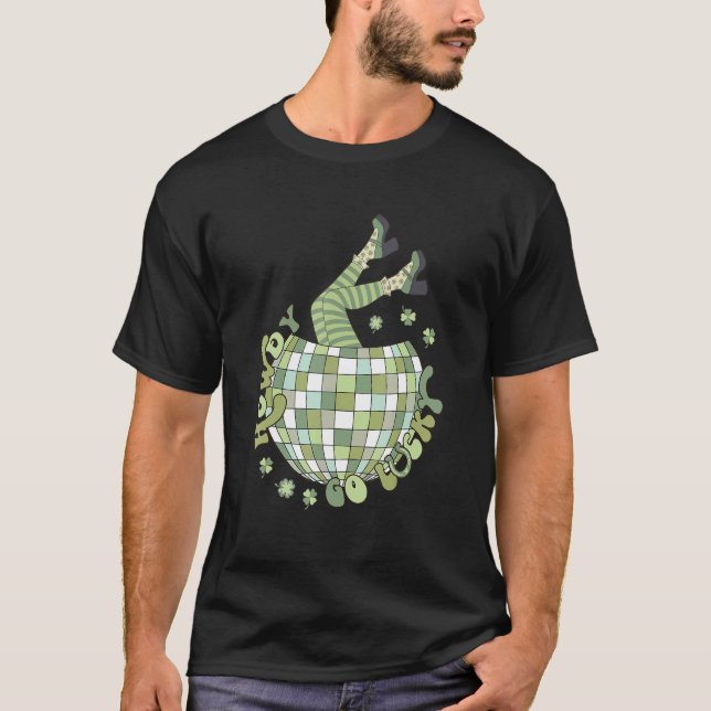 Camiseta Retro Howdy Go Lucky St Patricks Day Disco Ball Lu (Anverso)