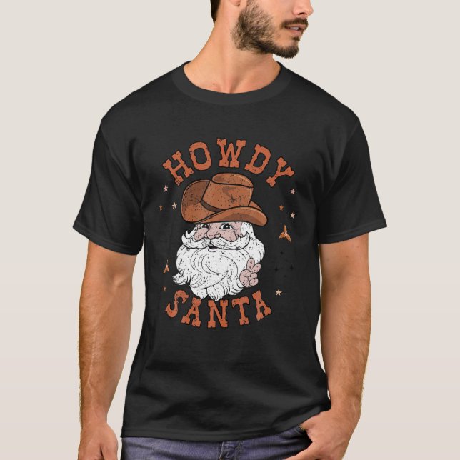 Camiseta Retro Howdy Santa Cowboy Cowgirl Western Howdy Chr (Anverso)