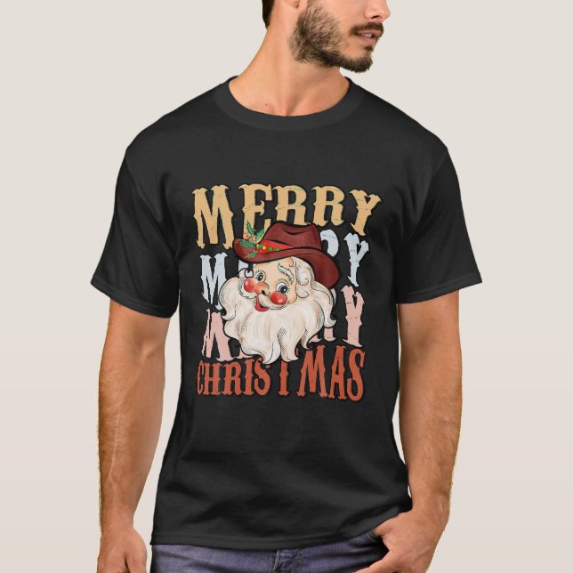 Camiseta Retro Howdy Santa Cowboy Cowgirl Western Howdy Chr (Anverso)