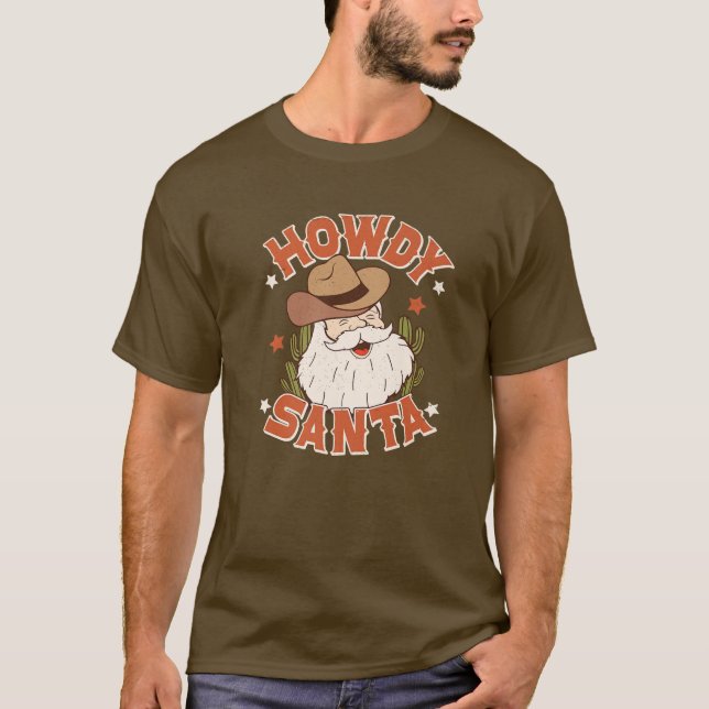 Camiseta Retro Howdy Santa Navidades Rodeo Western Cowboy C (Anverso)