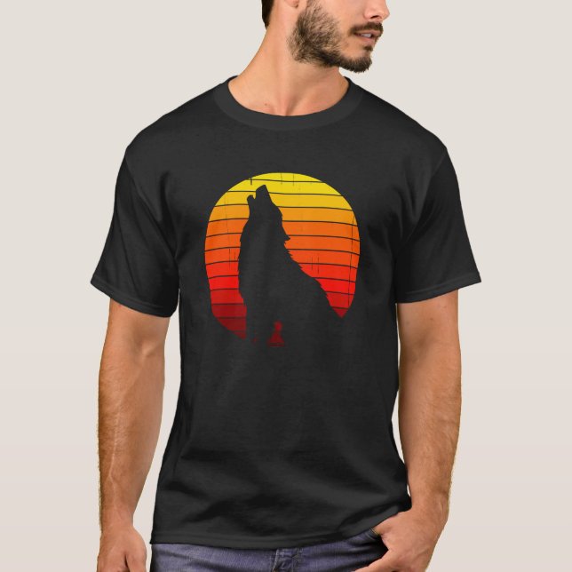 Camiseta Retro Howling Wolf Vintage Sunset (Anverso)