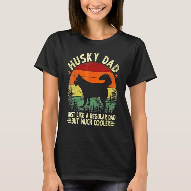 Camiseta Retro Husky Dad Husky Flag Dog Dad Mom 3 (Anverso)