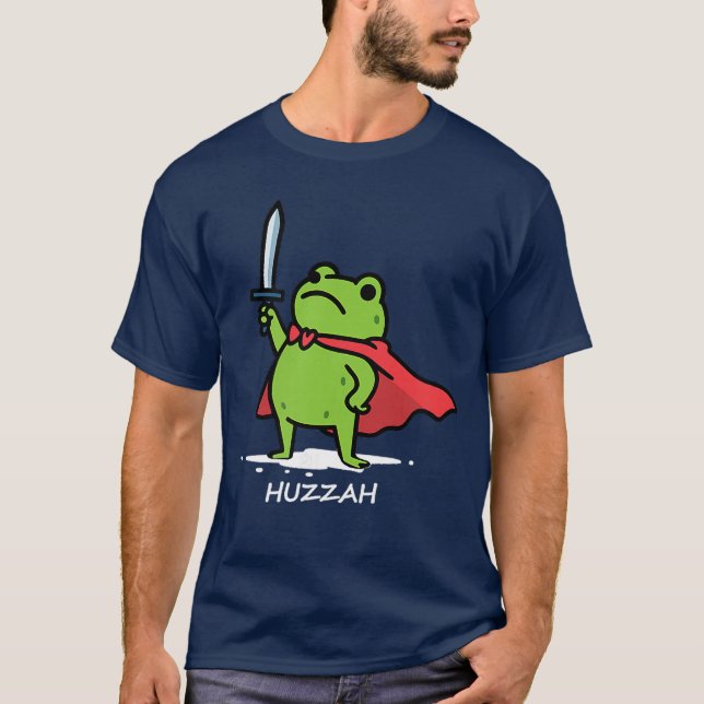 Camiseta Retro Huzzah Frog Knight Funny Sword Meme (Anverso)