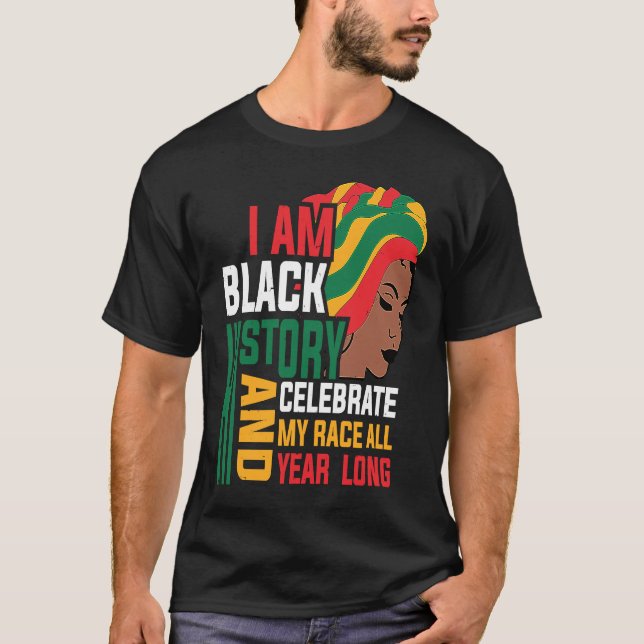 Camiseta Retro I am Black History Melanin Afro African Quee (Anverso)