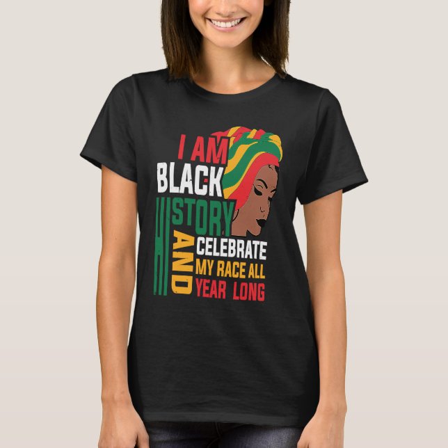Camiseta Retro I am Black History Melanin Afro African Quee (Anverso)