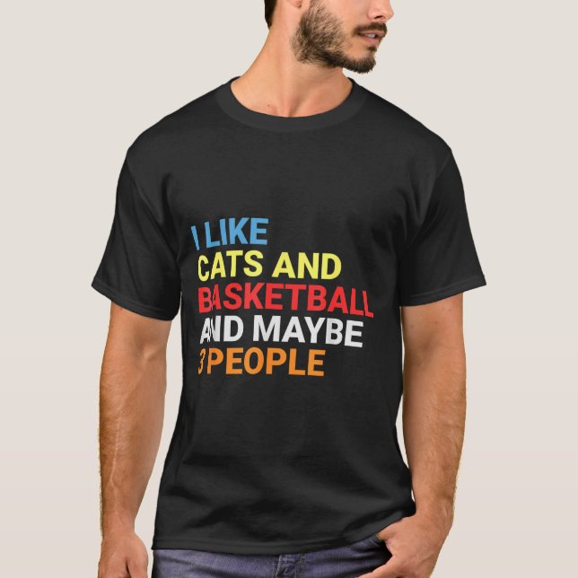 Camiseta Retro I Like Cats And Basketball Lover Funny Cat  (Anverso)