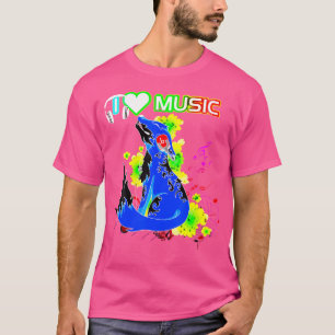 Camiseta Retro I Love Music Fox Colorful Old Skool Hip Hop