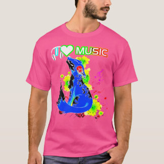 Camiseta Retro I Love Music Fox Colorful Old Skool Hip Hop