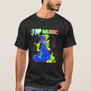 Camiseta Retro I Love Music Fox   Colorido y viejo Hip Ho