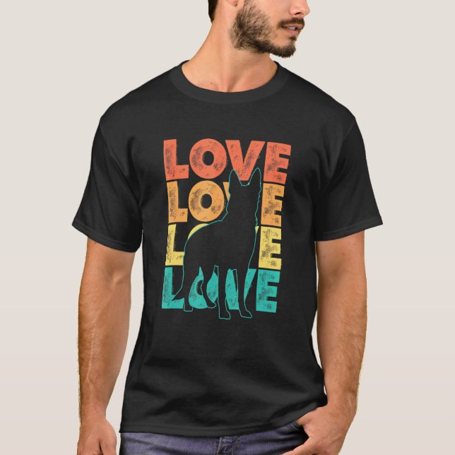 Camiseta Retro I Love My German Shepherd Dog Theme Design (Anverso)