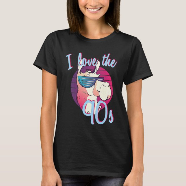 Camiseta Retro I Love The 90s 90s Llama theme party outfit (Anverso)