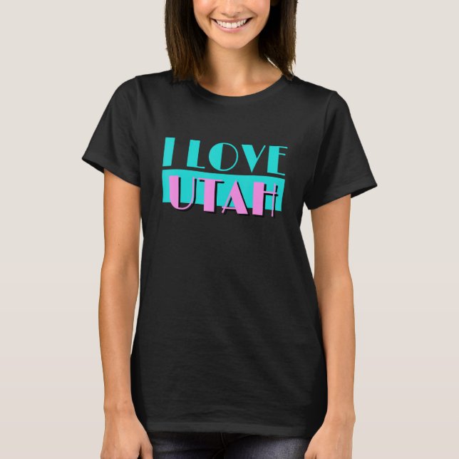 Camiseta Retro I LOVE UTAH Neon Logo Classic Utah UT State (Anverso)