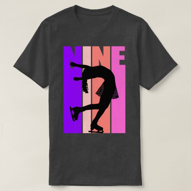 Camiseta Retro Ice Skating Girls 9th Birthday Figure Skater (Diseño del anverso)