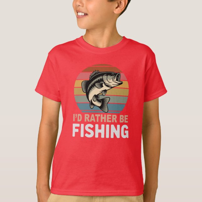 Camiseta Retro 'I'd Rather Be Fishing' Large Mouth Bass (Anverso)