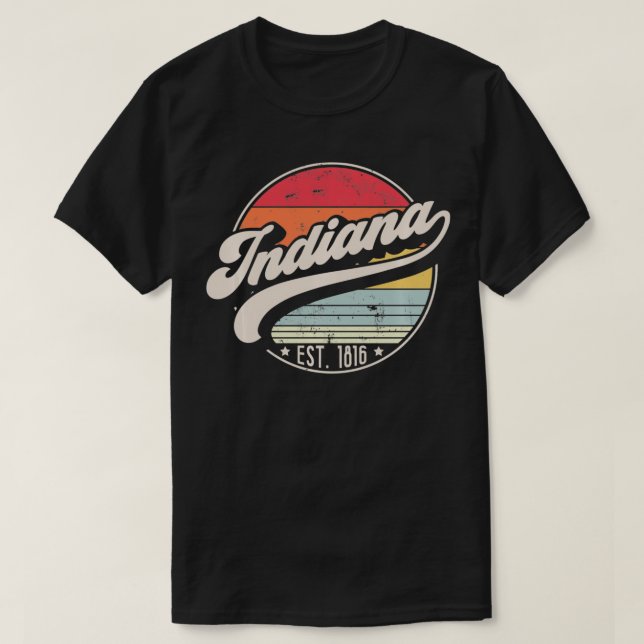 Camiseta Retro Indiana Home State IN Cool 70s Style Sunset  (Diseño del anverso)