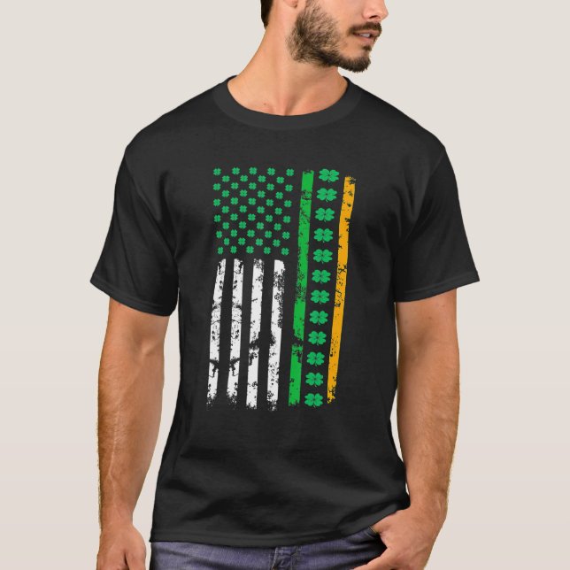 Camiseta Retro Irish American Flag Distressed Flag St Patri (Anverso)