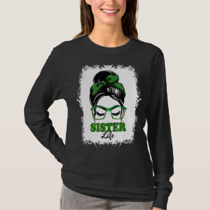 Camiseta Retro Irish Messy Bun Sister Life Shamrock Patrick